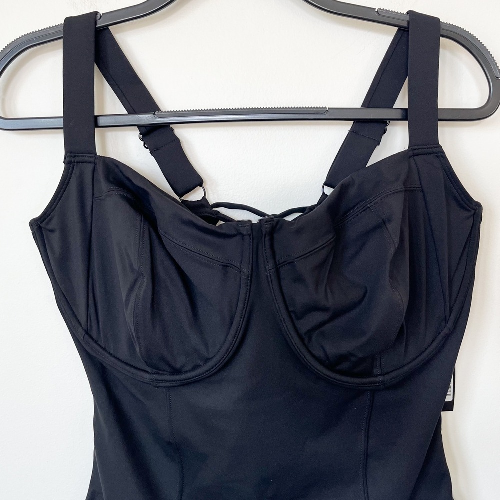 NEW TA3 Lifty One Piece Lace Up Shaping Swimsuit Black XL Reg/Long H/I - Picture 3 of 10